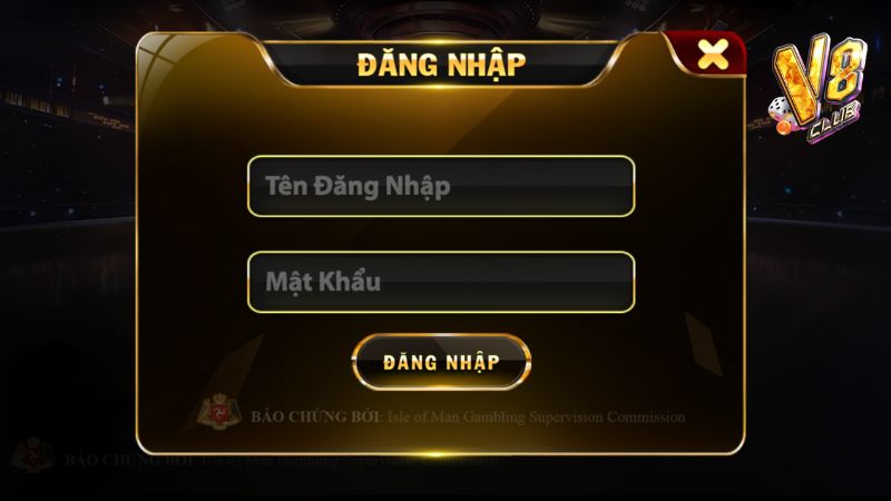Điền full thông tin đăng nhập user và password chính xác là member có thể truy cập V8Club
