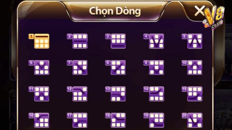 Game quay hũ mini Kim Cương V8Club có 20 dòng chiến thắng cho game thủ lựa chọn