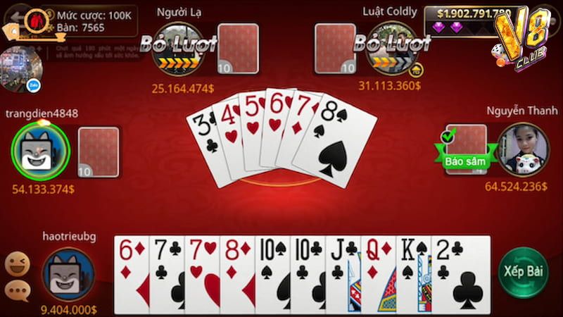 Mỗi bet thủ đánh Sâm sẽ được chia ngẫu nhiên 10 lá bài từ bộ bài Tây 52 lá