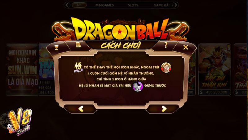 Anh em nhớ phải tìm hiểu thật kĩ luật chơi Dragonball V8Club để hiểu kết quả hệ thống trả về