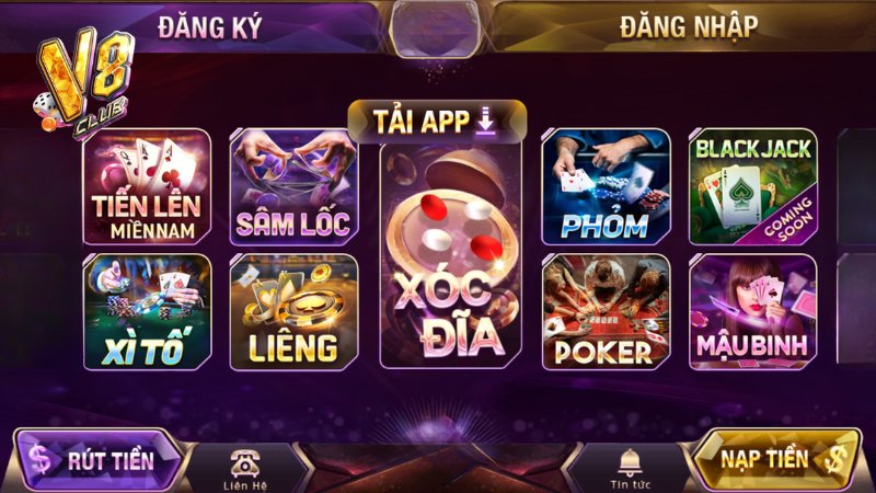 Thử thách kỹ năng đánh bài cùng những đối thủ khác tại V8Club